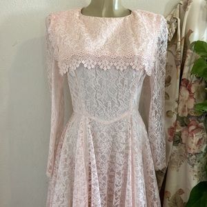Vintage Dress Jo Ed Sophisticates Pink Lace with Lining Long A Line Maxi
